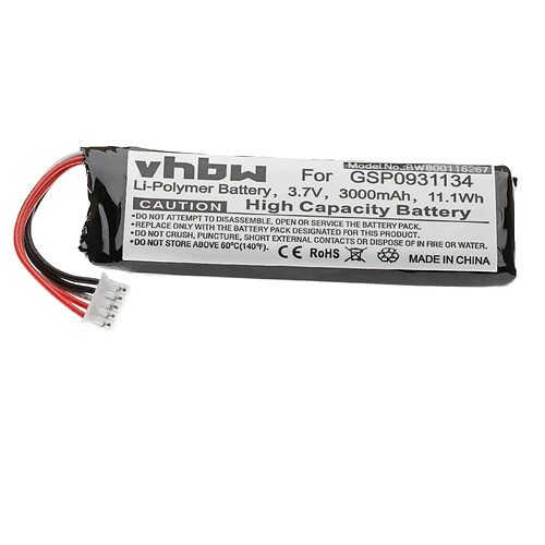 vhbw Li-Polymère batterie 3000mAh (3.7V) pour haut-parleurs enceintes comme JBL GSP872693