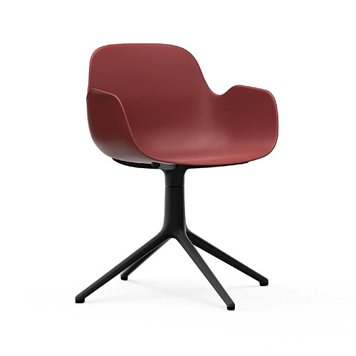 Normann Copenhagen Fauteuil pivotant Form - aluminium noir - rouge