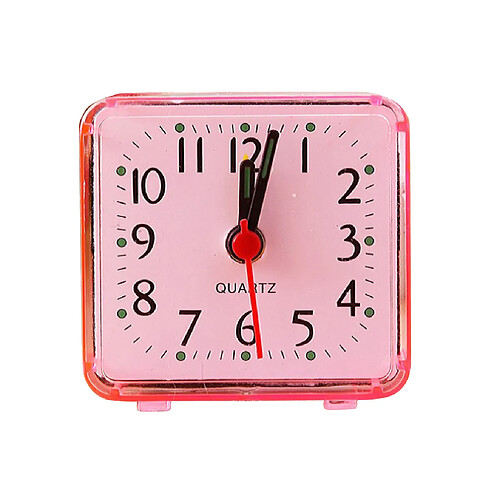 Mini carré quartz horloge voyage réveil chambre à coucher maison table horloge rose