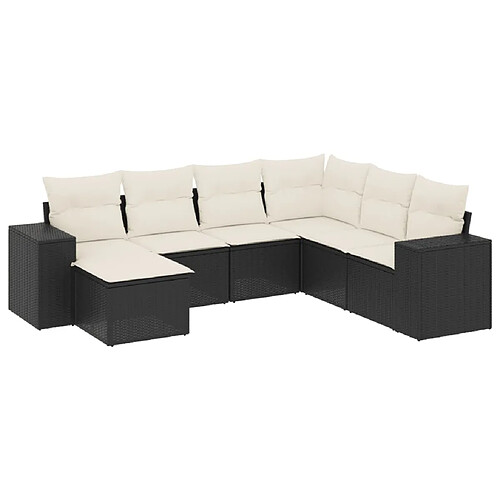 Maison Chic Salon de jardin 7 pcs avec coussins | Ensemble de Table et chaises | Mobilier d'Extérieur noir résine tressée -GKD54050