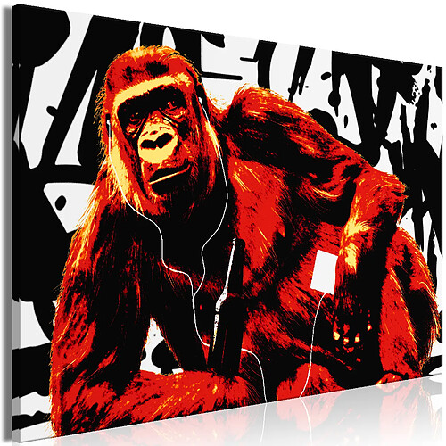 Artgeist Tableau - Pop Art Monkey (1 Part) Narrow Red [90x60]