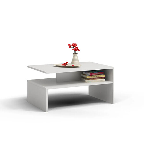 Vivaldi Table Basse Biston Blanc 90 cm