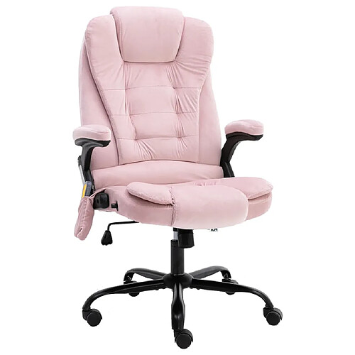 Helloshop26 Chaise fauteuil siège de bureau informatique étude de massage Rosevelours rose 02_0024021