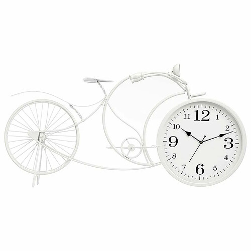 Gift Decor Horloge de table Bicyclette Blanc Métal 95 x 50 x 12 cm