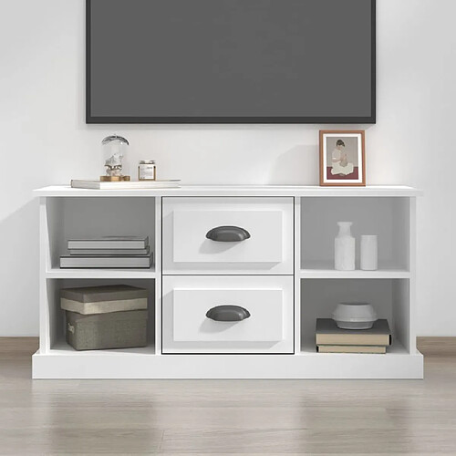 Maison Chic Meuble TV scandinave - Banc TV pour salon blanc 99,5x35,5x48 cm bois d'ingénierie -MN87195