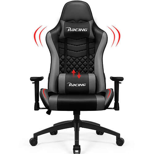 Lexzurn Chaise Gaming, Charge 150KG Assise de 56CM, Appui-tête, Coussin Lombaire et Accoudoirs Réglables