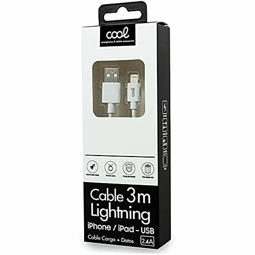 Câble USB vers Lightning Cool 3 m Blanc