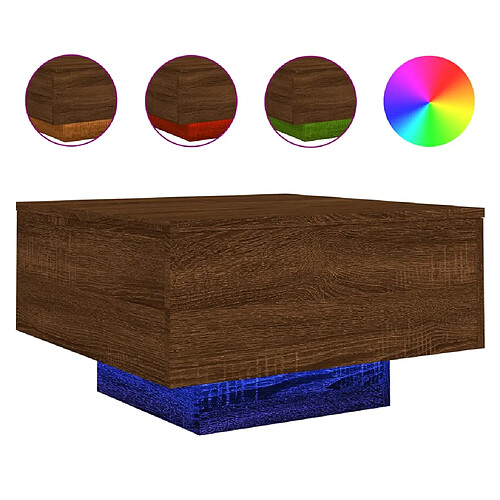 ComfortXL Table Basse Avec Lumières LED Chêne Marron 55x55x31 Cm