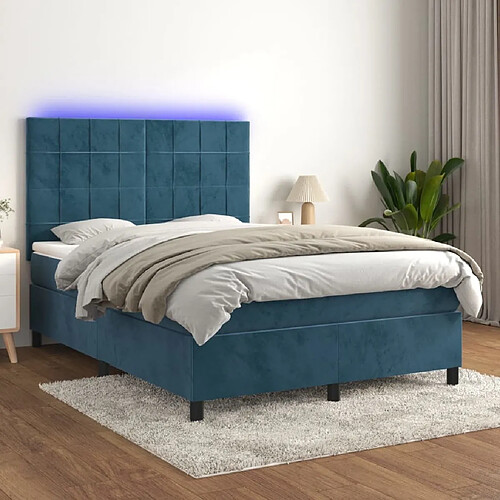 Sommier à lattes,Cadre à lattes de lit pour Adulte matelas et LED Bleu foncé 140x190 cm -MN39834