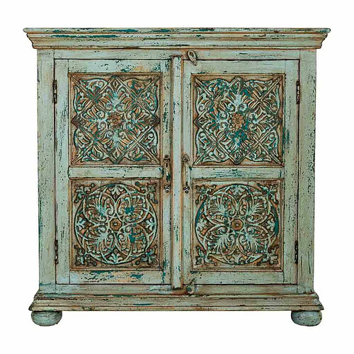 Console Alexandra House Living Bleu Bois de manguier 40 x 90 x 90 cm