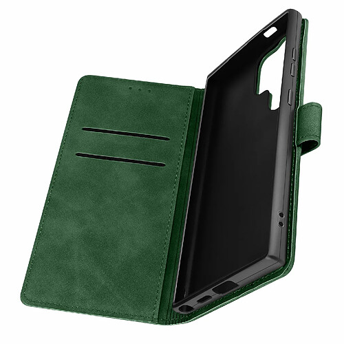 Avizar Housse pour Samsung S24 Ultra Portefeuille Clapet Support Vidéo Vert Foncé