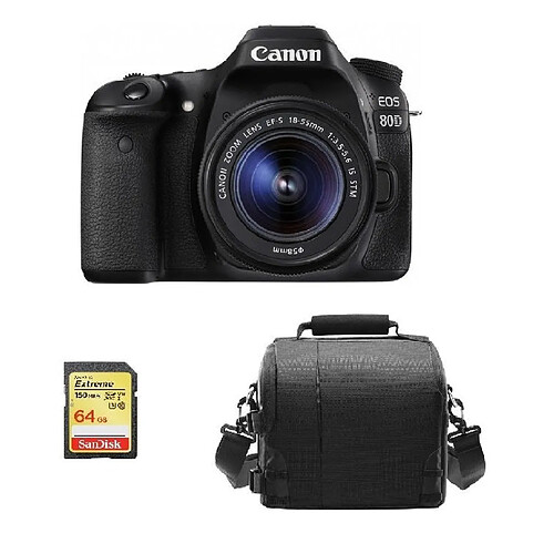 CANON EOS 80D KIT EF-S 18-55mm F3.5-5.6 IS STM + 64GB SD card + camera Bag