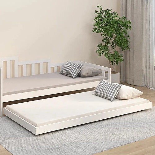 vidaXL Cadre de lit sans matelas blanc 90x200 cm bois de pin massif