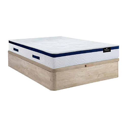 Vente-Unique Ensemble 140 x 190 cm sommier coffre naturel clair + matelas ressorts ensachés ép.30cm- MARQUIS de PALACIO