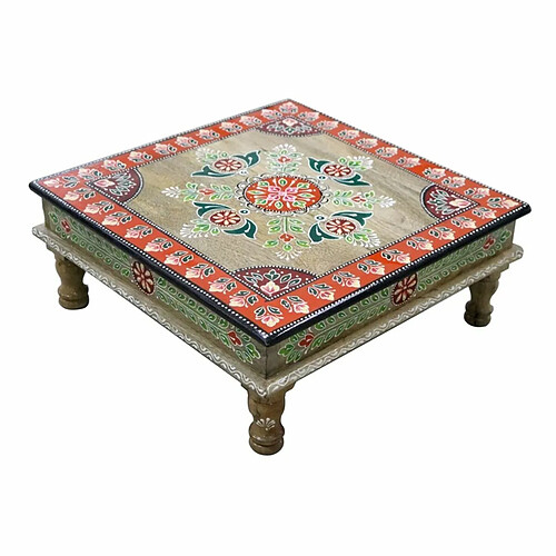 Table d'appoint DKD Home Decor Multicouleur Bois Bois de manguier Bois MDF 40 x 40 x 15 cm 41 x 40,5 x 16 cm