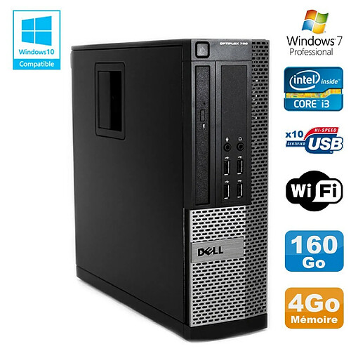 PC DELL Optiplex 790 SFF Intel core i3-2120 3.3Ghz 4Go DDR3 160Go WIFI Win 7 Pro · Occasion