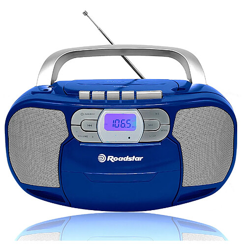 Radio CD Cassette Portable Numerique PLL FM, Lecteur CD-MP3, USB, AUX-IN, , Bleu, Roadstar, RCR-4635UMPBL