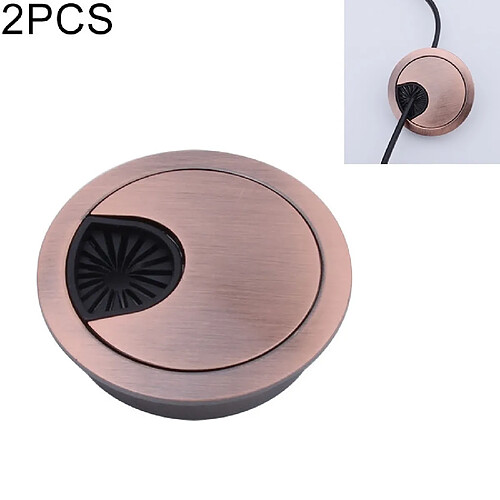 Wewoo 2 PCS Desk Computer Desktop alliage de zinc rond Threading Box couvercle de trouDiamètre du trou 50mm Bronze rouge