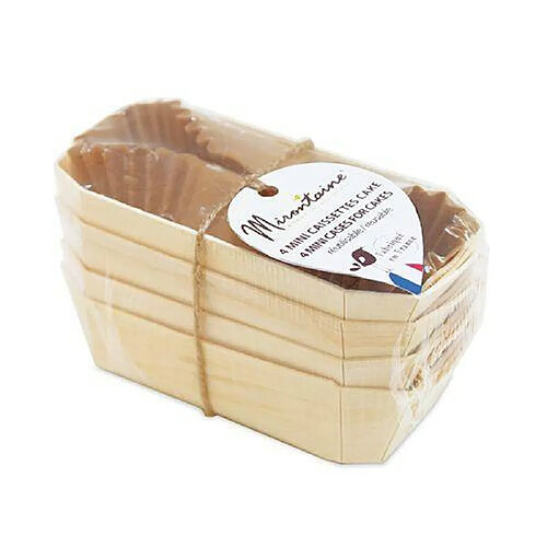 Scrapcooking 4 mini - caissettes à cake en bois + 8 caissettes sulfurisées de cuisson