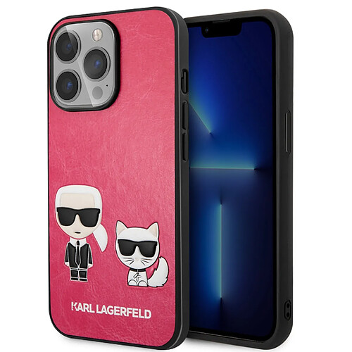 Karl Lagerfeld Coque pour iPhone 13 Pro Dos Cuir Vegan Bords Rehaussés Rose