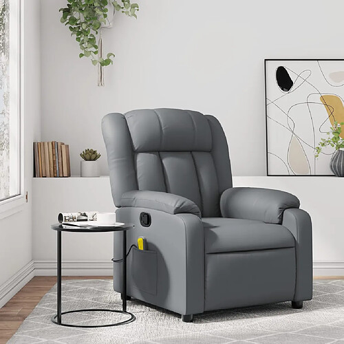 vidaXL Fauteuil de massage inclinable Gris Similicuir