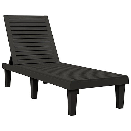 Helloshop26 Transat chaise longue bain de soleil lit de jardin terrasse meuble d'extérieur 155 x 58 x 83 cm polypropylène noir 02_0012783