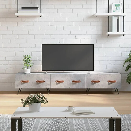 Maison Chic Meuble TV scandinave - Banc TV pour salon gris béton 150x36x30 cm bois d'ingénierie -MN50644