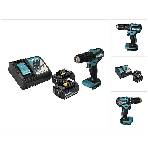 Makita DHP 483 RG Perceuse-visseuse à percussion sans fil 18 V 40 Nm Brushless + 2x Batteries 6,0 Ah + Chargeur