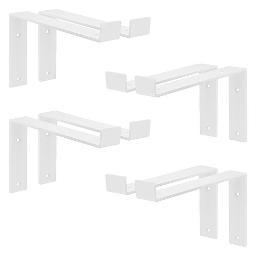 Lot de 8 Supports d'Étagère ML-Design 25x4x14,5 cm, en Métal, Blanc, Style Industriel