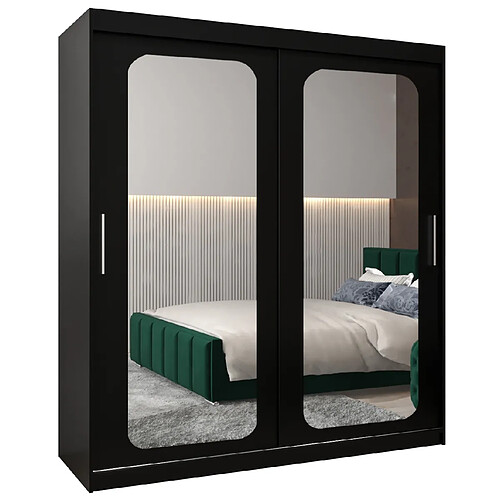 Abiks Meble Armoire PROMO T3 À Portes Coulissantes 200/180/62 2 Portes (Noir/Noir)