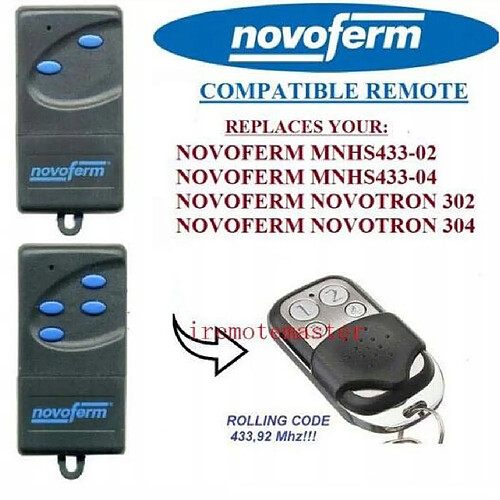 GUPBOO Télécommande Universelle de Rechange 1 pièces NOVOFERM NOVOTRON 302/304, NOVOFERM MNHS433