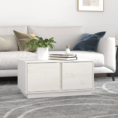 vidaXL Table basse Blanc 80x50x40 cm Bois massif de pin