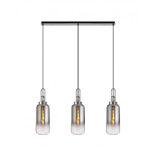 Luminaire Center Suspension 3 ampoules Nickel poli,fumé