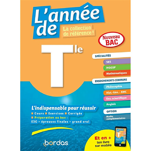 L'année de terminale, spécialités SES, HGGSP, mathématiques, enseignements communs : nouveau bac · Occasion