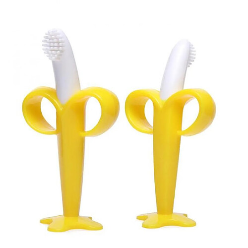 Universal Brosse à dents pour bébés de 6 à 12 mois, brosse en caoutchouc, brosse à dents, jouet à mâcher, 3 ordinateurs.(Jaune)