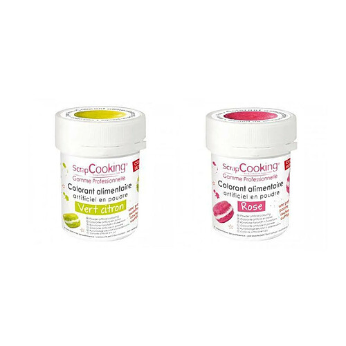 Scrapcooking 2 colorants alimentaires en poudre - rose-vert citron