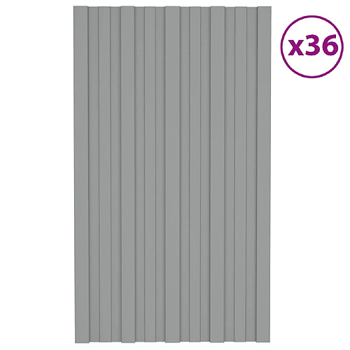 vidaXL Panneaux de toiture 36 pcs Acier galvanisé Gris 80x45 cm