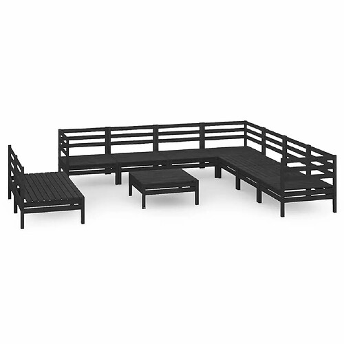 Maison Chic Salon de jardin 10 pcs - Table et chaises d'extérieur - Mobilier/Meubles de jardin Moderne Bois de pin massif Noir -MN93105