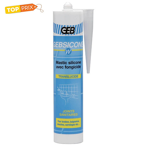 mastic silicone d'étanchéité sanitaire geb gebsicone w - cartouche de 310 ml - translucide