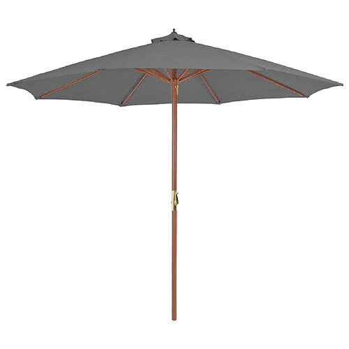 ComfortXL Parasol D'extérieur Avec Mât En Bois 300 Cm Anthracite