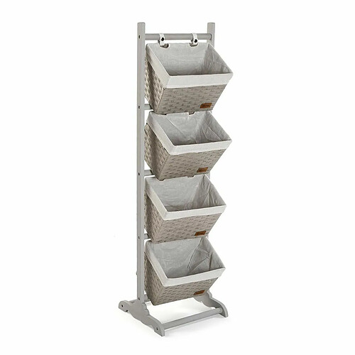 Etagère de salle de bains Versa Gris 4 Paniers Multicouleur Coton Bois Rotin 35 x 125 x 35 cm