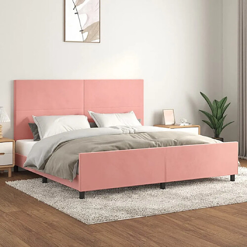 Maison Chic Lit adulte - Cadre Structure de lit avec tête de lit Contemporain Rose 200x200 cm Velours -MN59783