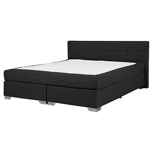 Beliani Lit boxspring en tissu noir 160x200 cm ADMIRAL