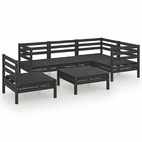 Maison Chic Salon de jardin 6 pcs - Table et chaises d'extérieur - Mobilier/Meubles de jardin Moderne Bois de pin massif Noir -MN61853