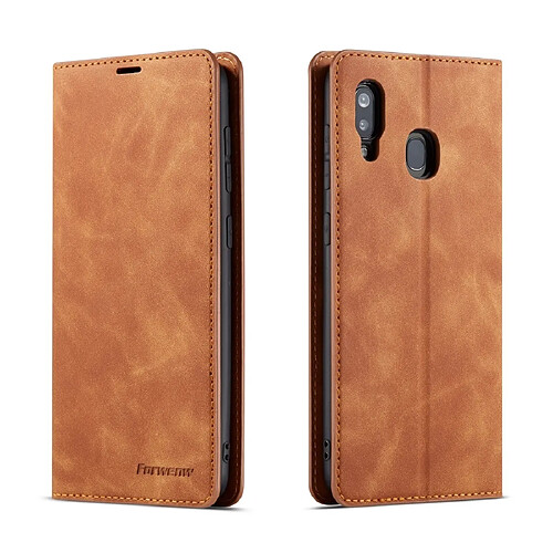 Wewoo Housse Coque Pour Galaxy A60 Forwenw Dream Series Oil Edge Fort Magnetism Étui à rabat horizontal en cuir avec support et fentes cartes et portefeuille et cadre photo marron