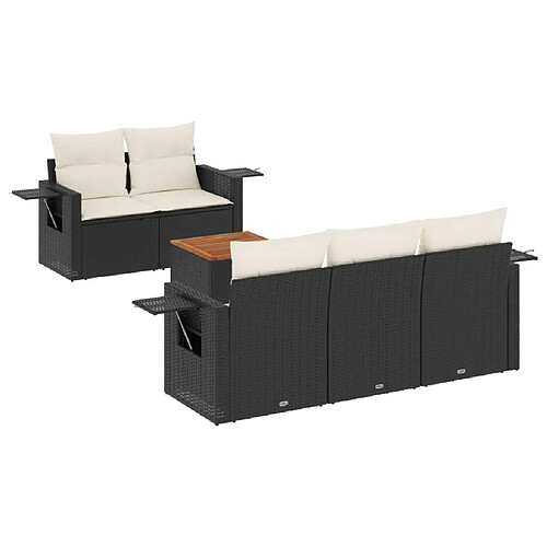 Maison Chic Salon de jardin 6 pcs avec coussins | Ensemble de Table et chaises | Mobilier d'Extérieur noir résine tressée -GKD24421