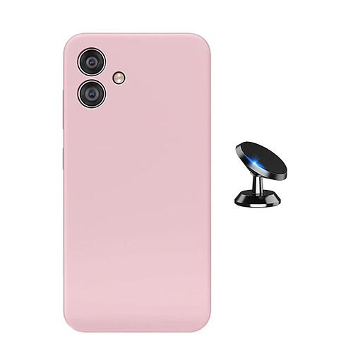 Kit Support Voiture Magnétique + Housse En Silicone Liquide Phonecare Pour Samsung Galaxy A06 - Rose