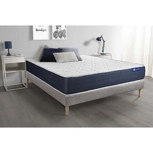 ACTISOM Ensemble matelas Latex et Mémoire de forme ACTILATEX SLEEP 140x190 5zones de confort + sommier KIT gris