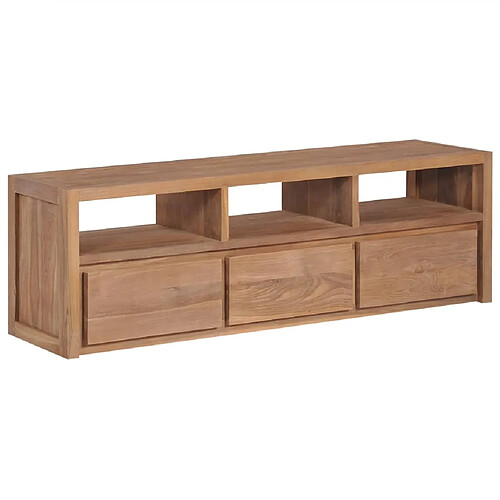 Maison Chic Meuble TV scandinave - Banc TV pour salon Bois massif de teck et finition naturelle 120x30x40cm -MN42036