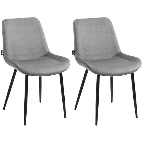 Decoshop26 Set de 2 chaises de salle à manger design moderne assise en velours gris et pieds en métal noir 10_0001638